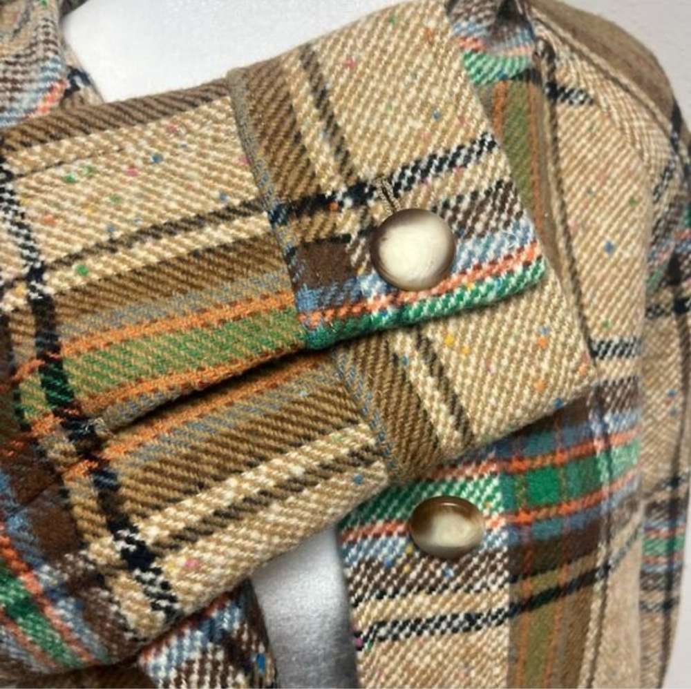 SÉZANE Suzon Multi Taupe Plaid Hooded Wool Coat Medium New - Picture 10 of 16